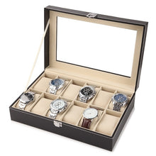 Load image into Gallery viewer, 2/6/10/12 Slots PU Leather Watch Storage Box Organizer New Mechanical Mens Watch Display Holder Cases Jewelry Gift Boxes Case

