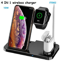 Load image into Gallery viewer, 15W QI Wireless Charger Stand Holder 4 In 1 Fast Charging Dock Station Foldable For iPhone 11 XR X 8 Apple Watch Airpods iWatch
