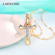 Load image into Gallery viewer, Elegance Gold Color Cross Pendant Necklaces for Women Men Trendy Classic Christian Jesus Crystal Necklace Jewelry Gift Wholesale
